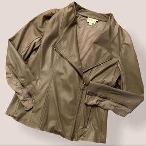 -DKNY leather and knit Moto jacket